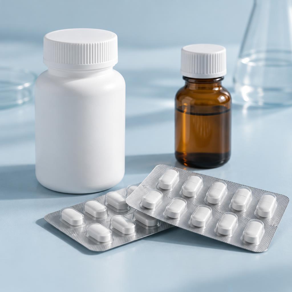 Illustrative pharmaceutical bottles and tablet blister packs
